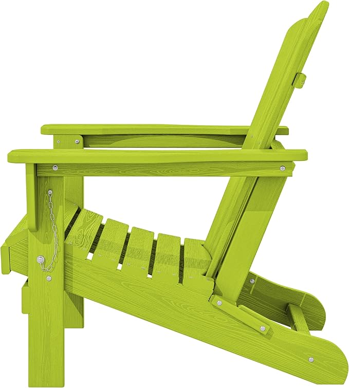 KINGYES Folding Adirondack Chair Set of 4, HDPE All-Weather Folding Adirondack Chair, Apple