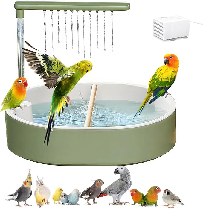 Parrot Bathtub Bird Automatic Bath Shower,Large Bird Shower Fountain Indoor Bathtub with Running Water, Contains USB and Pump,for Pet Birds, African Grey, Cockatiel, Conure, Budgie, Lovebird(Fashion)