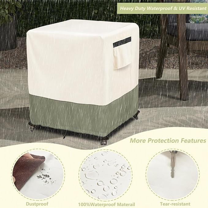 Outdoor Ottoman Cover 22 W x 22 D x 18 H inches,600D Heavy Duty Waterproof Patio Ottoman Cover,Patio End Table Covers