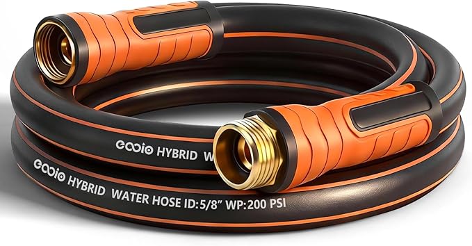Short Garden Hose 10 ft x 5/8", Heavy Duty Small Flexible Water Hose, Kink Resistant Lightweight Hybrid Hose, Leakproof Yard Hose with Male to Female Fittings
