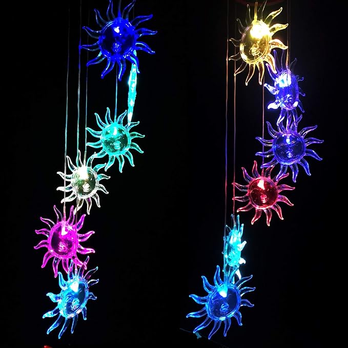 Sun Solar Wind Chimes Outdoor - Perfect for Garden, Patio and Terrace - Gift for Her: Mom, Grandma, Sister, Aunt, Wife, Friend