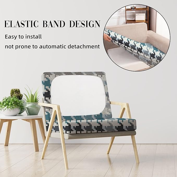 8Pcs Outdoor Cushion Covers, Patio Cushion Covers,Stretch Elastic Slipcovers, Replacement Washable & Reusable Furniture Protector for Patio Couch (Mosaic-Pattern,Cover Only)
