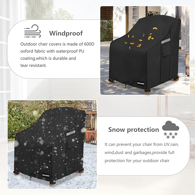 Outdoor Chair Covers 32"W x 35"D x 36"H,600D Heavy Duty Waterproof Patio Chair Cover,Outdoor Furniture Covers for Lawn/Garden Chiar,Black