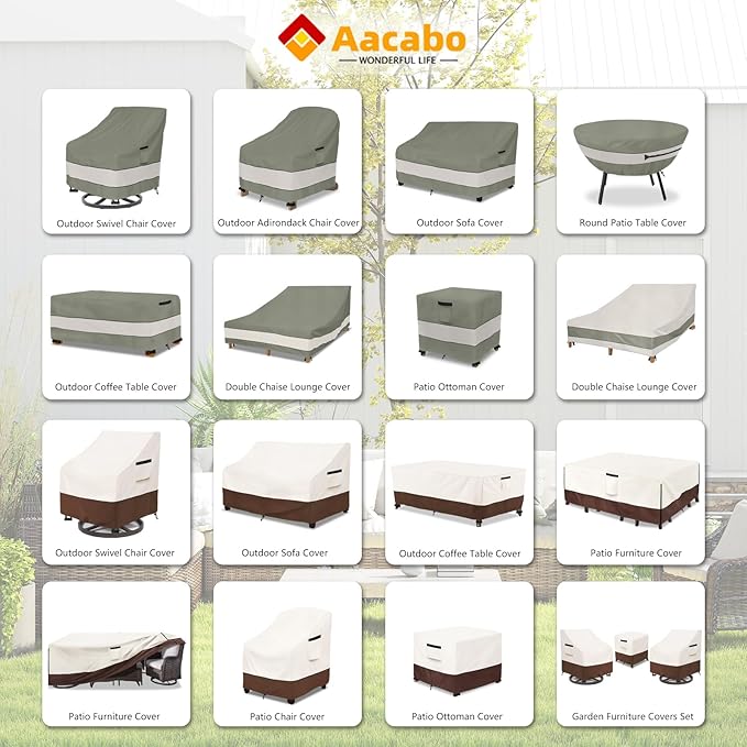 Patio Chair Covers Waterproof Patio Furniture Covers,30W x 34D x 38 H Inches Outdoor Swivel Chair Cover 4 Pack -Grayish Green