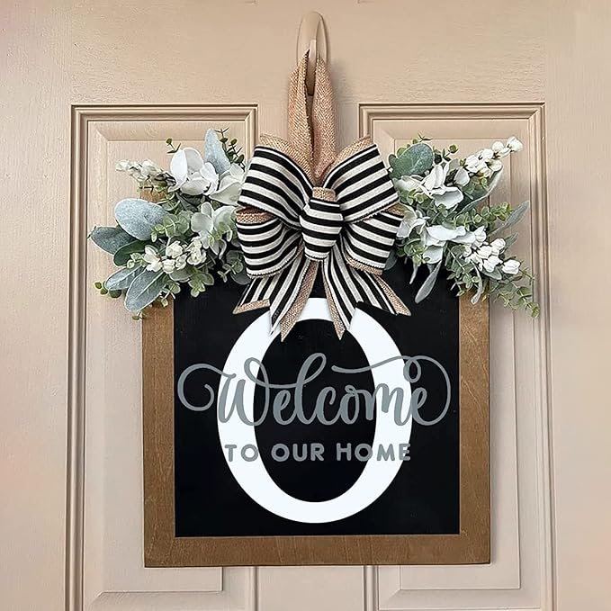 Last Name Front Porch Decor, Welcome Sign Door Wreath, Outdoor Decorations, 26 Letter Hanging Monogram (O) for All Seasons