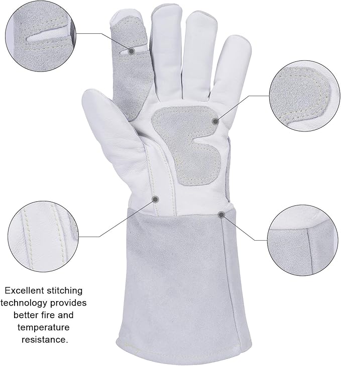 ANDELI Welding Gloves,TIG/Mig/Welding Gloves Heat/Fire Resistant, BBQ/Animal handling gloves with Extra Long Sleeve