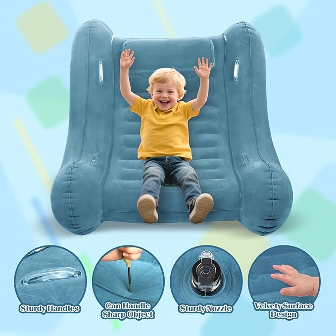 Sensory Rocker Chair for Kids, 55” x 55” x 46” Air Cloud Rocker, Inflatable Sensory Chair for Autistic ADHD Child, Indoor/Outdoor Toddler Rocking Chair-Includes Air Pump and Repair Kit