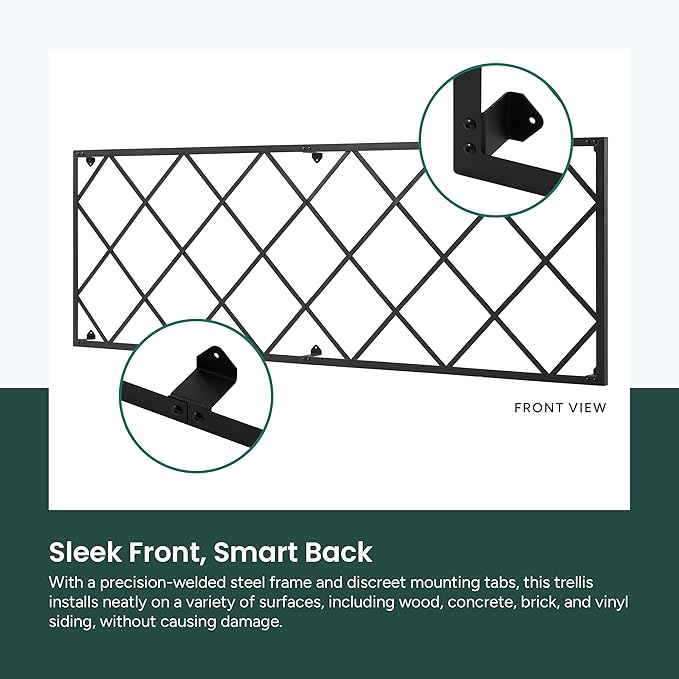 Giant Wall Trellis, 8 Foot Tall (96” high by 32” Wide), for Outdoor Climbing Plants, Sturdy Rectangular Shaped Metal Frame with Lattice Design
