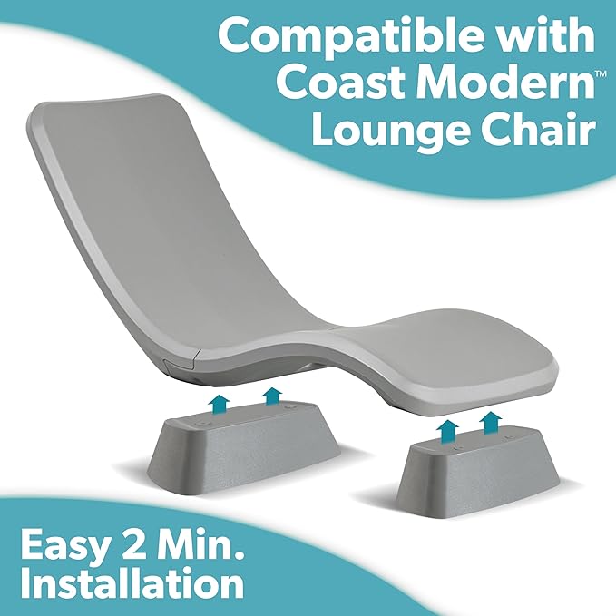 GoSports Coast Modern in Pool Lounge Chair - Waterproof & Weighted Chaise Lounger - Outdoor Pool Furniture for Patio or in Baja Shelf - Gray