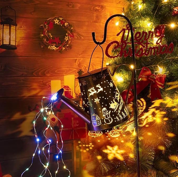 Solar Lights Outdoor Garden Decorations,Watering Can Landscape Light Large Hanging Waterfall Lantern ,Outside Waterproof Patio Decor Perfect Gardening Christmas Gift