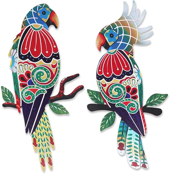 Outdoor Wall Decor, Parrot Decor, Outdoor Metal Wall Art, Mexican Birds Wall Sculpture, for Outside, Yard, Fence, Garden, Patio