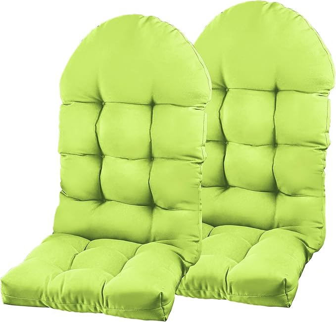 Adirondack Chair Cushion, Rocking Chair Cushion 44x19.4x4 inch, High Back Patio Cushions of Upper and Lower with Ties, Sunscreen and Fade-Resistant (Sharp Green, 2)