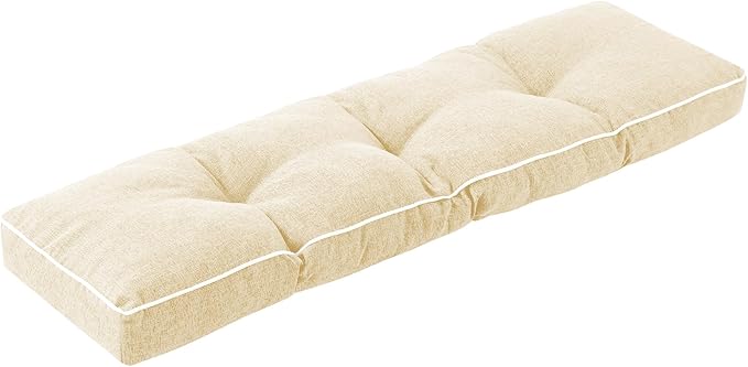 Bench Cushion, 36 x 14 Inch Patio Furniture Cushions with Durable Ties, Soft Memory Foam Bench Cushions for Indoor/Outdoor Furniture with Non-Slip Bottom, Kitchen&Dining, Beige