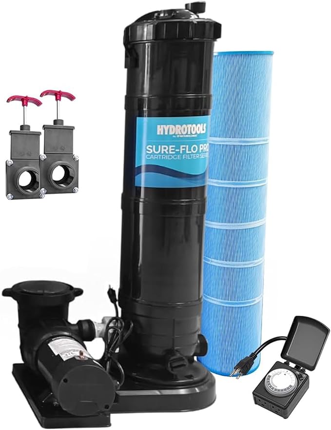 SWIMLINE HYDROTOOLS Pool Cartridge Filter Pump System For Above Ground & Inground Pool | 150 SQ FT | VARIABLE DUAL 2-SPEED 1 .5HP 5820 GPH | For Pools Up To 40000 Gallon | Silver Ion Element & Timer