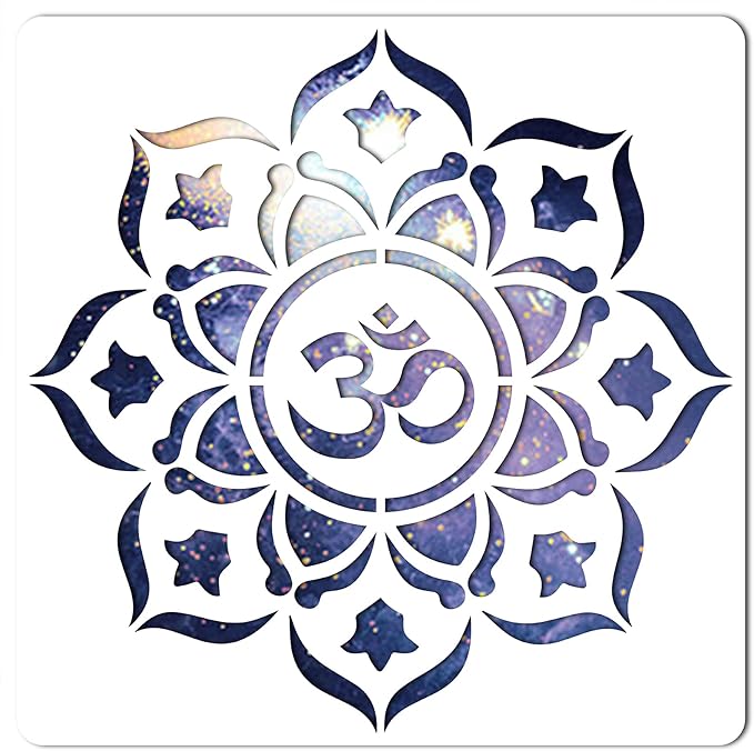 GORGECRAFT Chakra Mandala Stencil Reusable Flower Template Large 11.8x11.8 Inch DIY Home Signs Decor for Painting on Wood Scrapbook Card Wall Floor Drawing