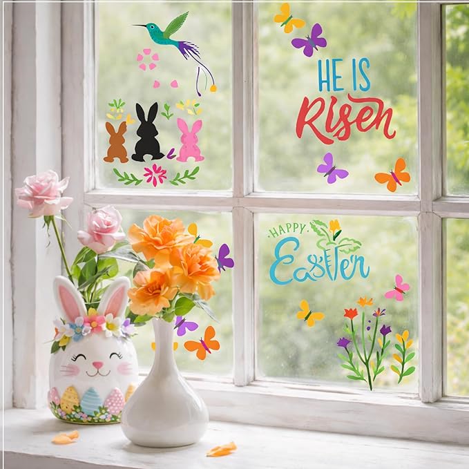 80 PCS Reusable Easter Stencils – Small Easter Stencils for Crafts, Painting on Wood, Fabric, Walls & Cards, Spring Craft Templates (3×3 Inch)