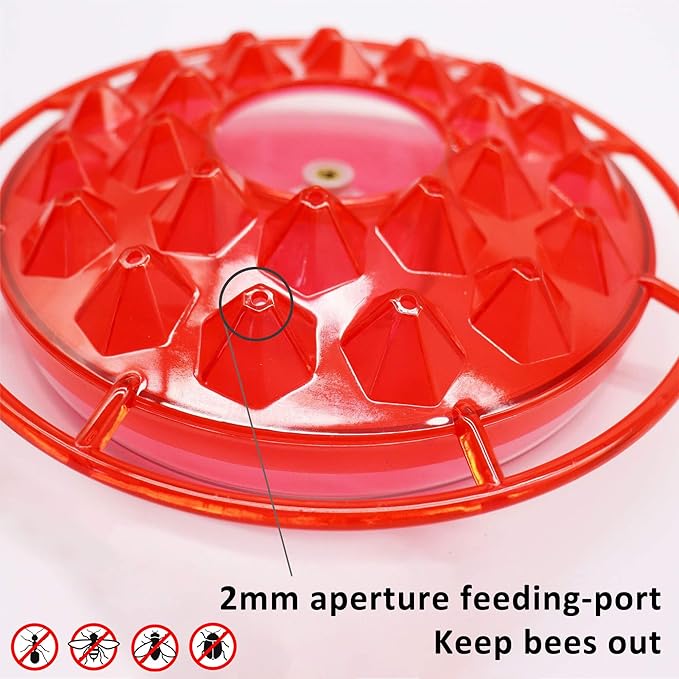 Hummingbird Feeders for Outdoors Hanging [Set of 2] 10 oz Wild Bird Feeder with 25 Feeding Ports, Built-in Ant Moat, Leak-Proof, Easy to Clean with Cleaning Brush