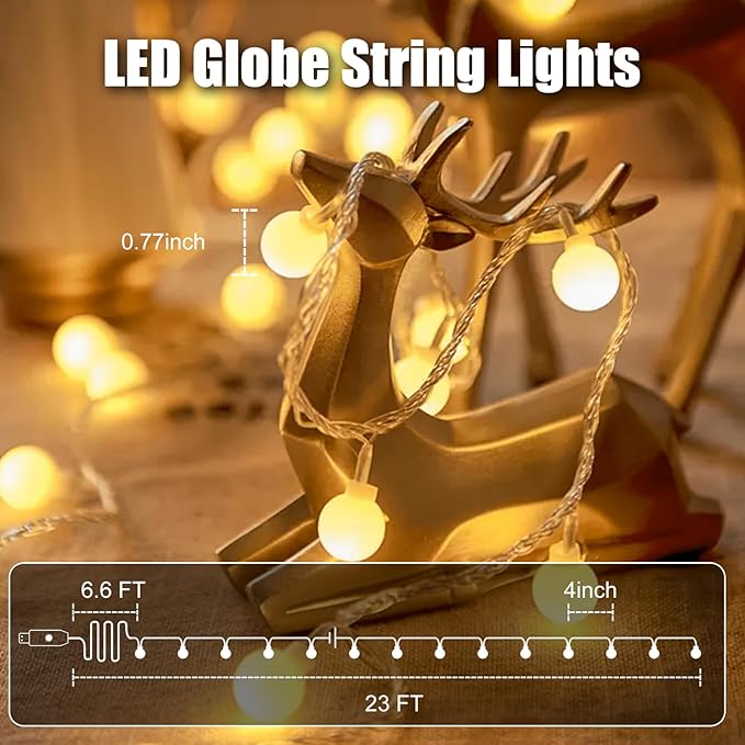 Minetom 2 Pack USB Globe String Lights for Bedroom, 32.8 Feet 100 LED USB Fairy Lights with Remote, Mini Globe Lights for Indoor Classroom Decor Dorm Tent Patio Wall Canopy Party Wedding Tree Xmas