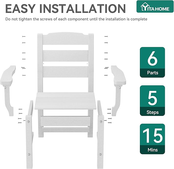 YITAHOME HDPE Chairs Set of 2, Sturdy Patio Chair w/Max Bearing 330 LBS, All-Weather Outdoor Patio Chairs for Terrace, Garden, Backyard, Poolside, Gray