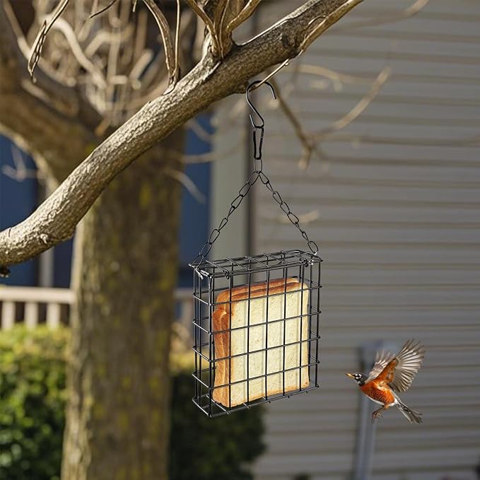 Two of Durable Outdoor Garden Yard Patio Suet Bird Parrot Easy Open Reusable Feeders Squirrel Proof for Outside Wild Bird Parrot Woodpecker Hummingbird Hanging Fruit Capacity Suet Cake Food