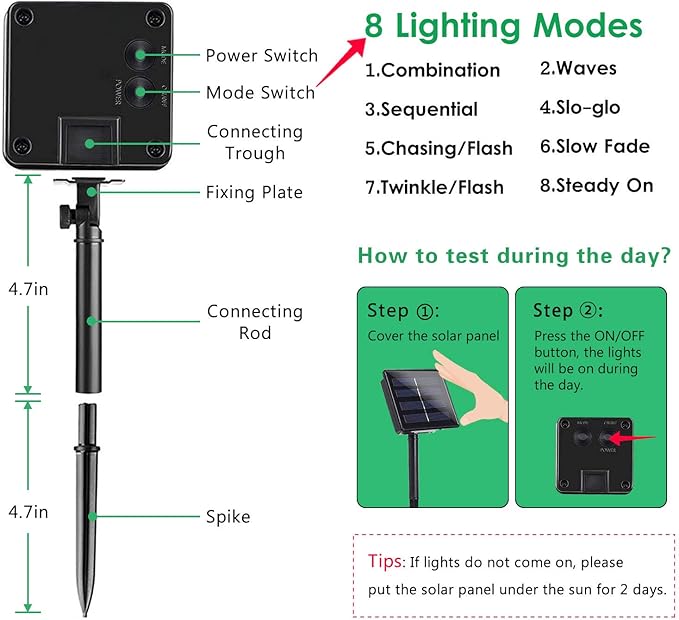 2 Pack 480 LED Solar Chrismas Lights Outdoor, 170 FT Super Long Solar String Lights for Outside with 8 Modes & Memory Function, Waterproof Twinkle Light for Xmas Tree Yard Party Decorations (Green)