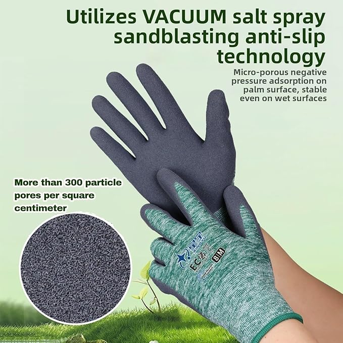 Gardening Gloves for Women and Men, ECO Recycled Polyester Work Gloves with Latex Coating