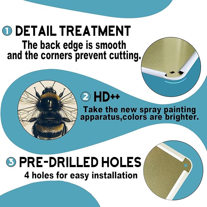 Farm Fresh Bee Honey Wall Art Decoration Garage Home Wall Decoration 8 x 12 Inch