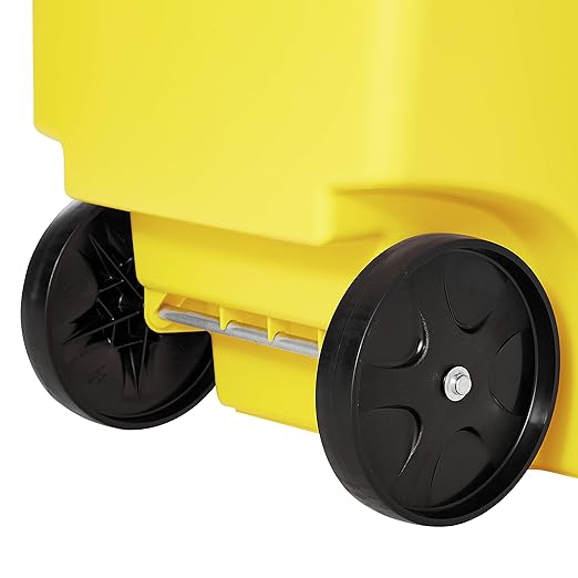 Rubbermaid Commercial Products BRUTE Rollout Heavy-Duty Wheeled Trash/Garbage Can, 50-Gallon, Yellow, for Restaurants/Hospitals/Offices/Warehouses/Garage, Pack of 2