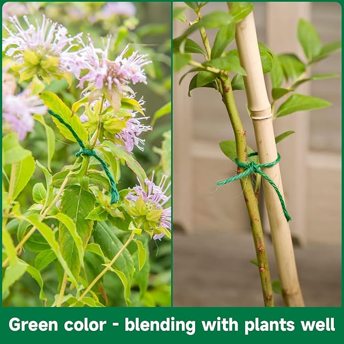 KINGLAKE Garden Twine 3mm Thick Green Jute String 328 Feet - Heavy Duty for Gardening, Climbing Plants, Crafts, Gift Wrapping, Decoration