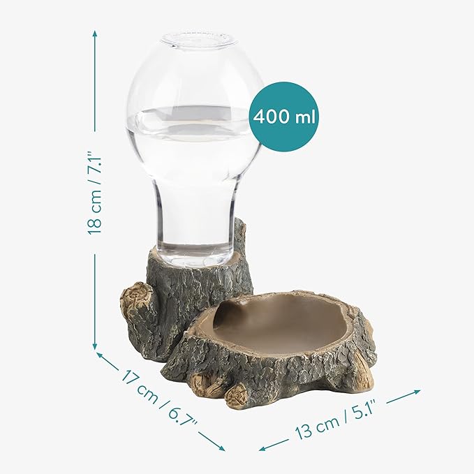 Navaris Reptile Water Dispenser - 13.5 fl oz (400ml) Bearded Dragon Water Bowl - Large Food Dish for Tortoise - Bowls for Reptiles & Amphibians