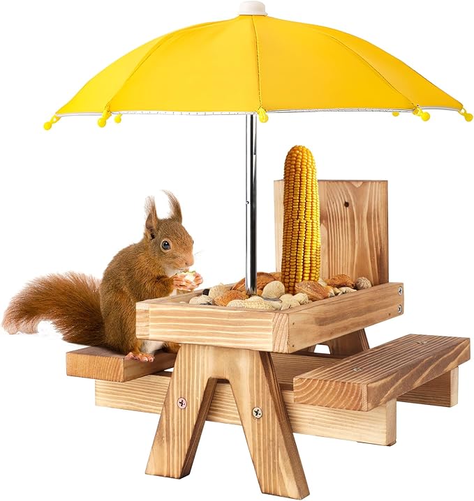 Squirrel Picnic Table Feeder Replacement Mini Umbrella for Outside (Yellow)