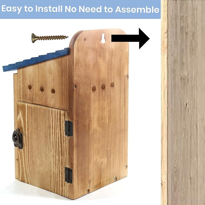 Blue Bird Houses for Outside with Gift Box - Durable Birdhouses for Outdoors with Clear View Panel & Predator Guard for Bluebird Wren Swallow Finch Chickadee Cardinal