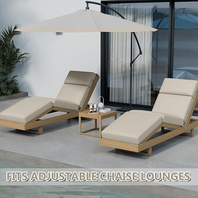 Chaise Lounge Cushions Outdoor, 72 x 21 x 4 Inch Lounge Chair Cushions for Outdoor Furniture - Waterproof Lounge Patio Replacement Cushion, 4In Fade-Resistant ThickPatio Chaise Lounge Cushion