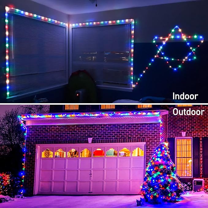JMEXSUSS 2 Pack Battery Operated String Lights Outdoor, Total 200 LED 8 Modes Battery Powered Rope Lights with Remote &Timer, Christmas Light for Car Trampoline Tree Camping Garden Decor (Multicolor)