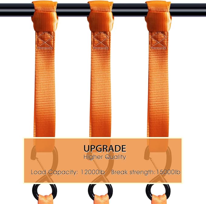 Soft Loops Tie Down Straps (4pk) 12,000lbs Max Strength 18"X1.7" Heavy Duty Motorcycle Tie Downs for use with Ratchet Strap - Secure Trailering of Motorcycles, Kayak, Jeep, ATV, UTV