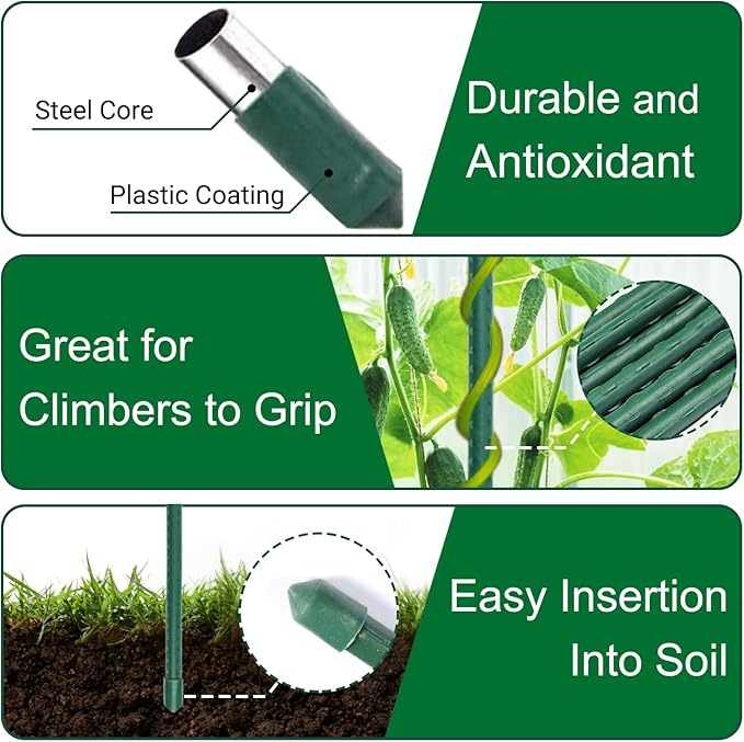 Garden Stakes 72 Inches Steel Plant Stakes Tomato Stakes 6ft Pack of 25