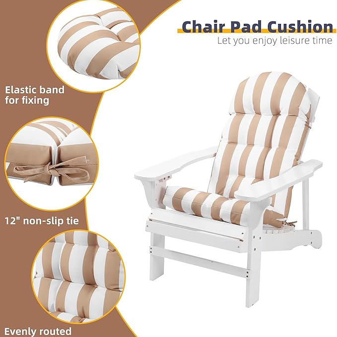 Enipate Weather Resistant Adirondack Chair Cushions Set of 2 High Back Indoor Outdoor Patio Tufted Lounge Cushion Seat Pads