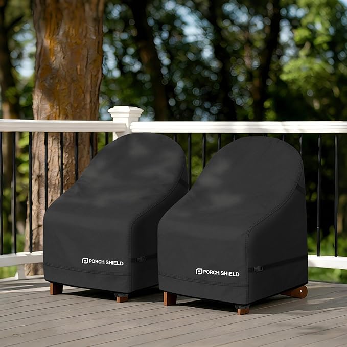 Porch Shield Waterproof Patio Adirondack Chair Cover 2 Pack Fits Outdoor Chairs 32W x 34D x 36H inch, Black