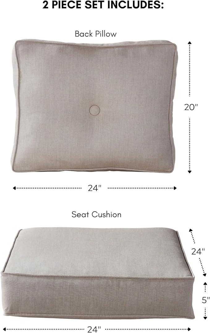 Outdoor 2-Piece Sunbrella Premium Deep Seat Cushion Set, Cast Ash