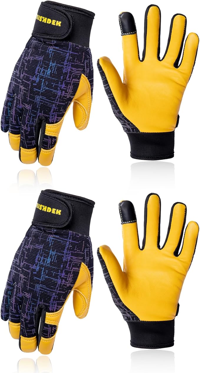 Kids Genuine Leather Work Gloves, Safety Gloves, Touch Screen, Reflective, Breathable Design, for Children Age 2-12
