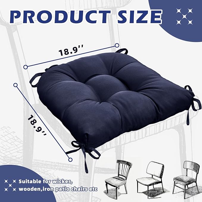 18 x 18 Outdoor Seat Cushions Waterproof Patio Seat Pad Large Floral Rocking Chair Cushion with Ties for Indoor Outdoor Orange Grey