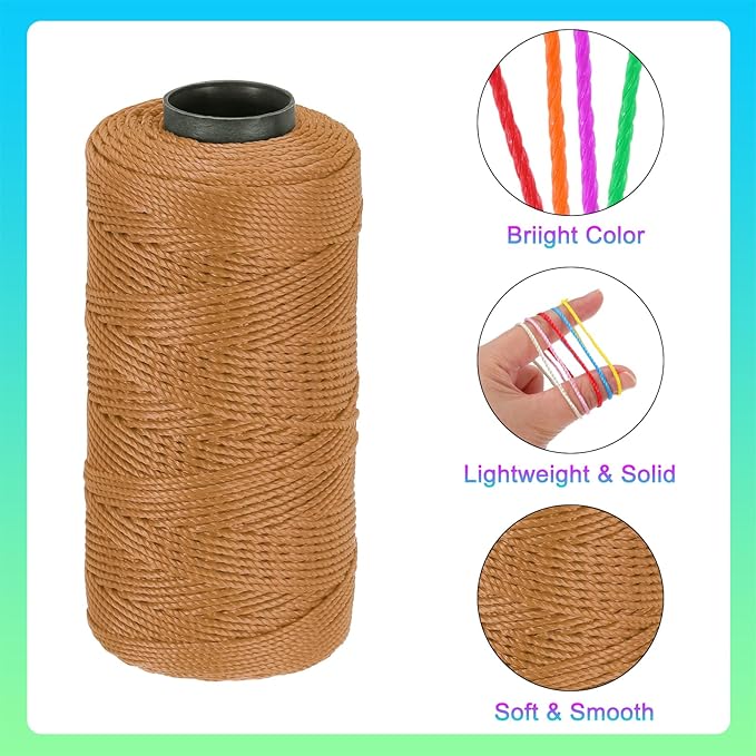 MECCANIXITY Nylon String 3 Strands Twisted Mason Line 1.5mm x 218 Yards Nylon Twine String for DIY Projects, Home Improvement, Gardening, Gift Wrapping, Christmas Party Supplies, Light Brown
