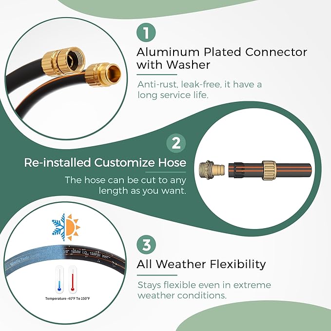 Giraffe Tools Garden Hose 5/8" x 4ft, Custom Length, No Kink, Flexible, Leakproof Water Hose, Male Female Fittings, 600 Burst PSI, 4ft, Black Orange