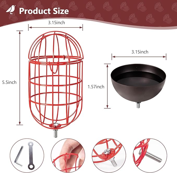 SheeChung Metal Suet Ball Holder Compatible with Bird Buddy,Birds Water Feeder for Outdoor,Smart Feeders Replacement Part with 5mm Screw Hole,2-in-1 Nutrition Set for Bird Feeders,Easy to Clean&Refill