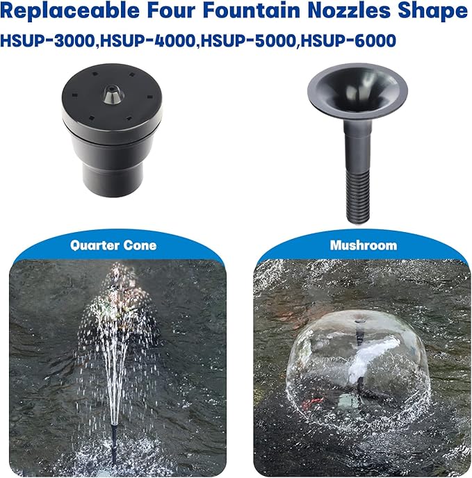 OYO WATER Pond Pumps Submersible Outdoor,1300GPH Water Fountain Pump with Fountain Kits for Small Ponds