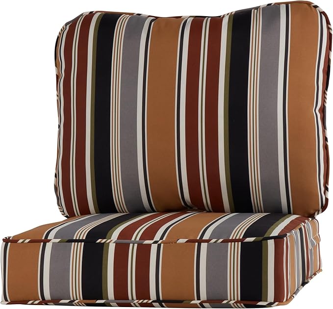Greendale Home Fashions Outdoor Reversible 2-Piece Deep Seat Cushion Set, Espresso Stripe