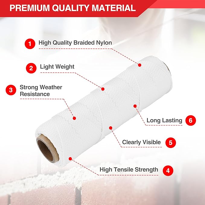 Goldblatt Mason Line, 250 Feet #18 Braided Nylon String, Perfect for Gardening or Masonry Tools