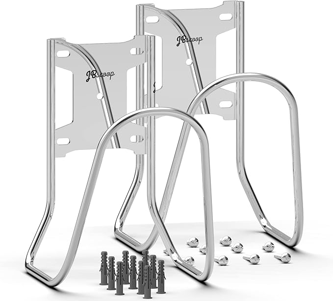 JBscoop Large Stainless Steel Hose Holder, Heavy Duty Hose Hanger - Set of 2