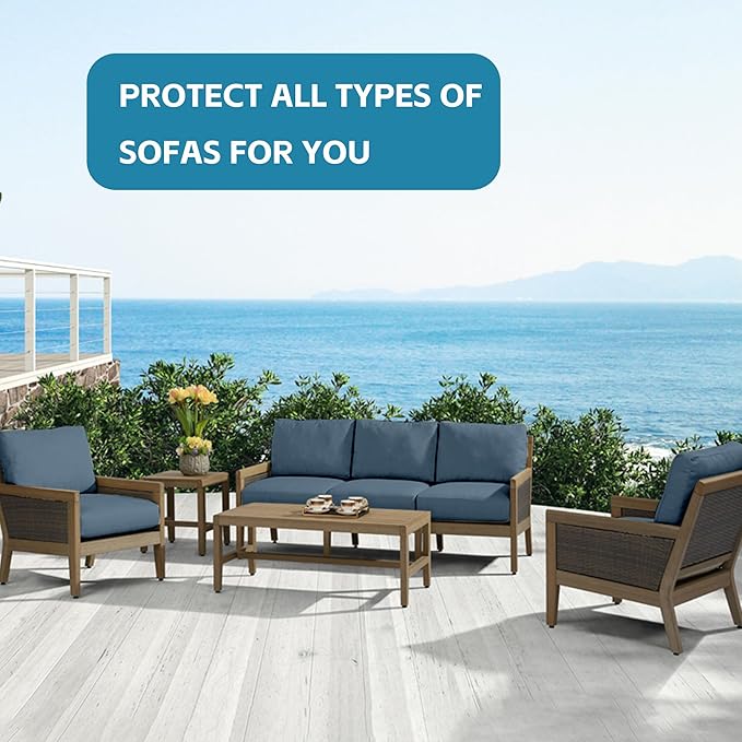 12Pcs Outdoor Cushion Covers, Patio Cushion Covers,Stretch Elastic Slipcovers, Replacement Washable & Reusable Furniture Protector for Patio Couch (Gray-Blue,Cover Only)