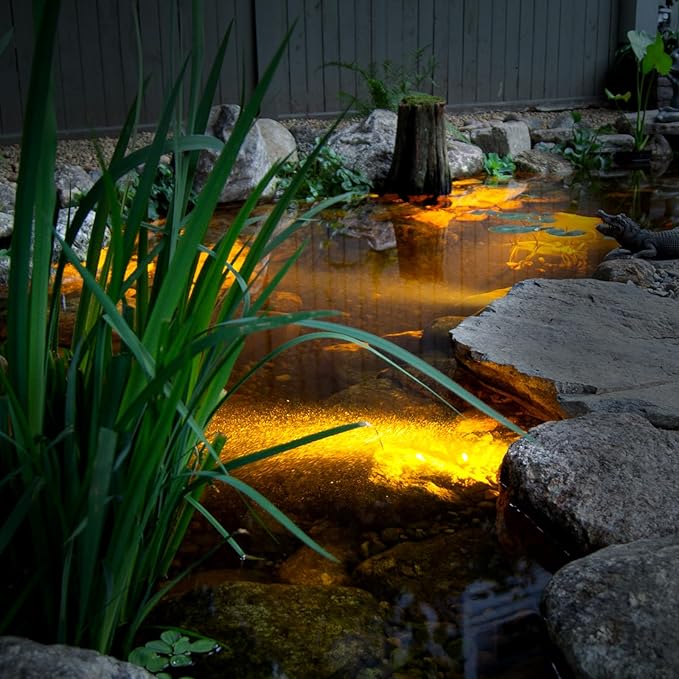 LED Pond Lights Submersible, 9W 3000K Warm White 12V AC/DC, Stainless Steel Light Fixture IP68 Waterproof Rating, Suitable for Pond and Fountains, Landscape Lighting